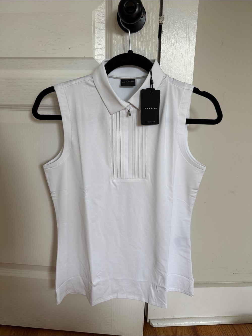 Dunning Golf White Sleeveless Zip Polo Camisole